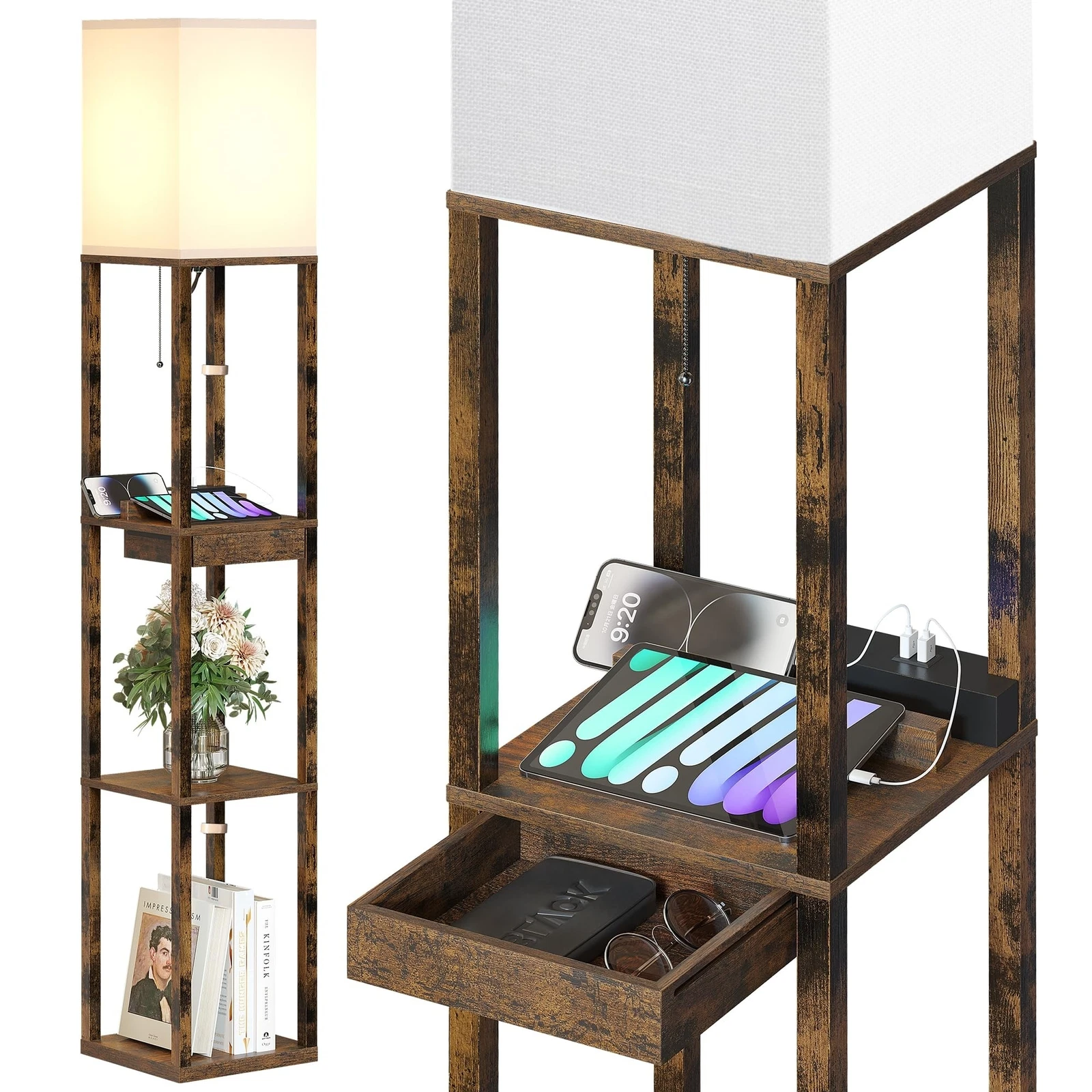 Standing Lamp with Shelves