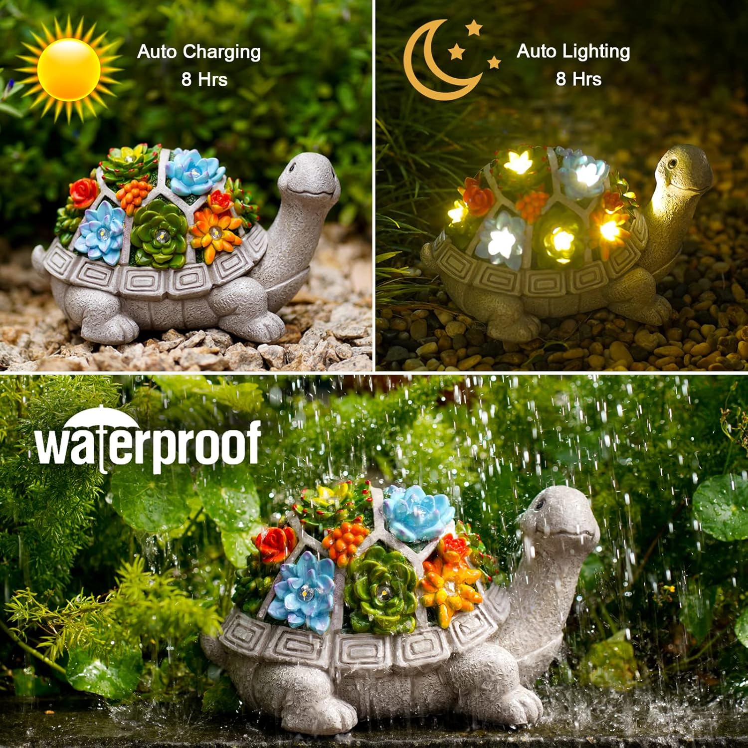 Nacome Solar Garden Outdoor Statues Turtle